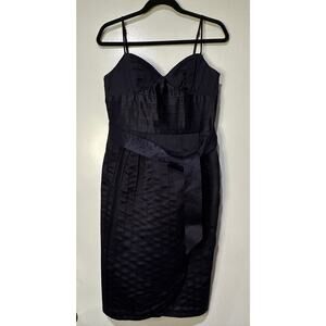 Betsey Johnson Vintage Silk Blend Deep Purple Pleated Wrap Tie Dress Size 8 EUC